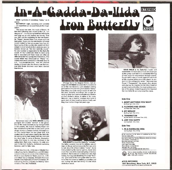 Back Cover, Iron Butterfly - In A Gadda Da Vida